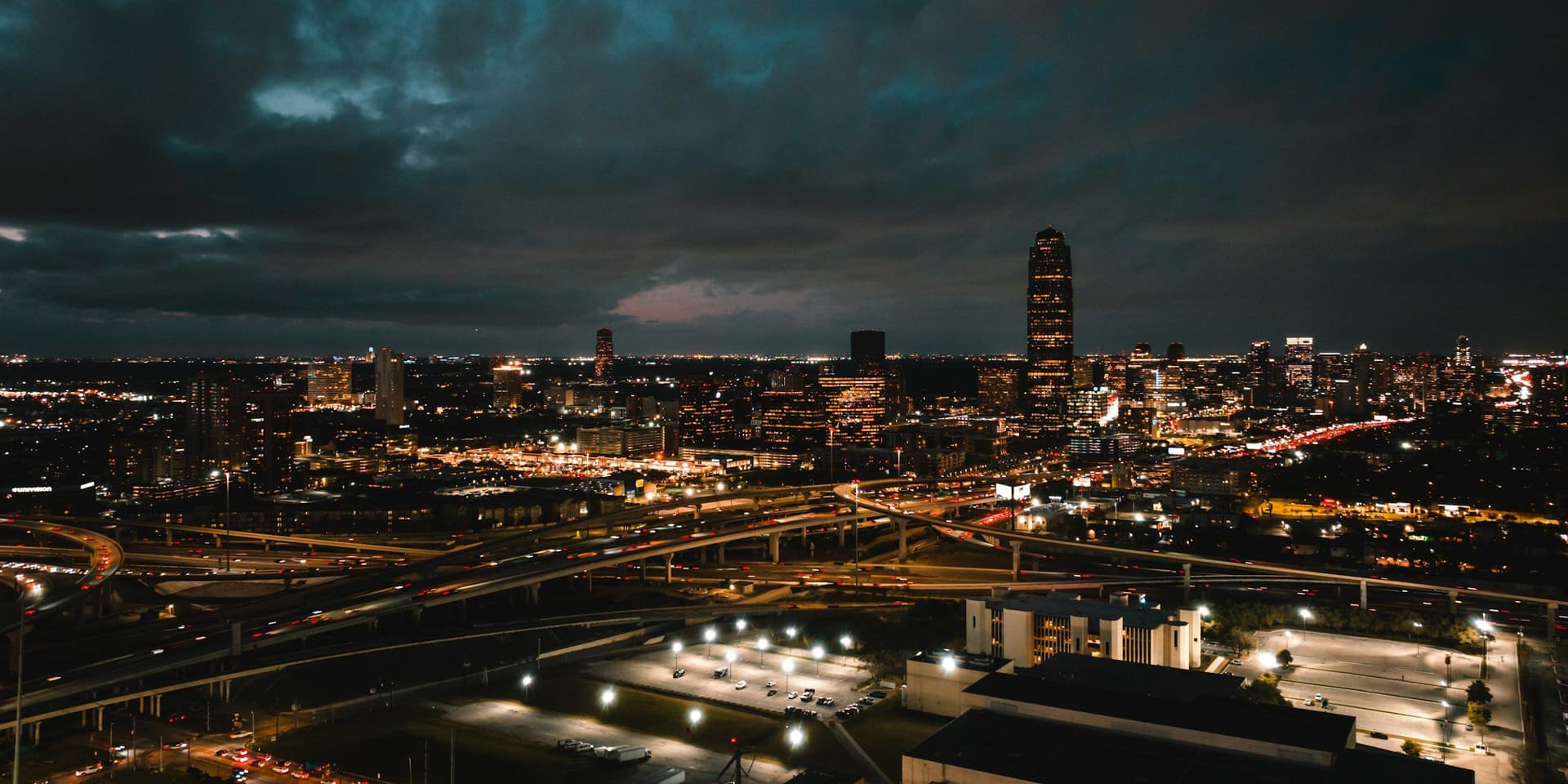 Houston, Texas skyline lit up at night